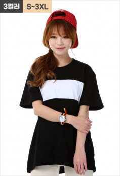 투배색 라운드 티셔츠