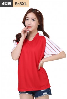 베이스볼 라그랑 V넥 티셔츠