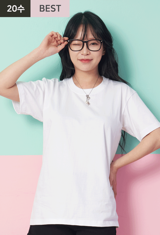 20수 베이직라운드티 백색/멜란지 [긴팔가능]